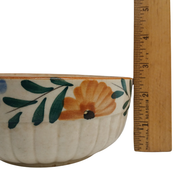 Vintage Made in Japan Pottery Bowl – Hand-Painted Floral Design – Ribbed Ceramic - Picture 10 of 12